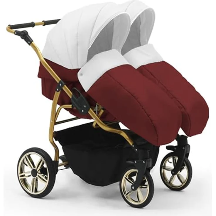 Elcar Zwillingskinderwagen 5 in 1 Duet Lux Goldedition inkl. Autositze und Iso Bases - 14 Teile - in 20 Farben – Bild 3