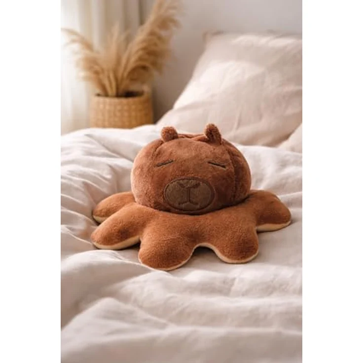 SOMA Wende Capybara Kuscheltier 2in1, reversibles Plüschtier in Braun/Beige, weiches Stofftier für Stressabbau, Geschenk für Kinder und Erwachsene – Bild 4