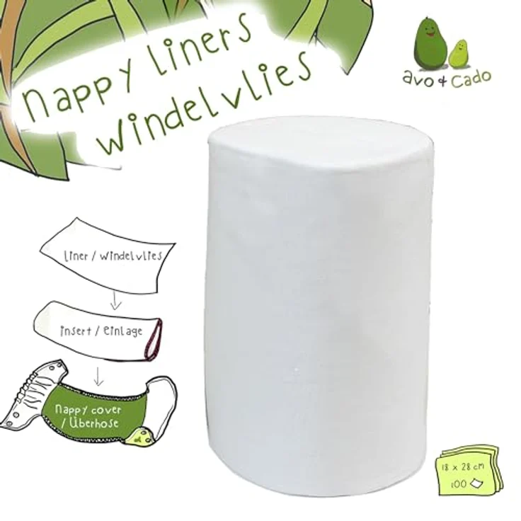 avo + cado Windelvlies aus Bambus, 100 Blatt, besonders weich, 100% biologisch abbaubar, 18 x 28 cm – Bild 2