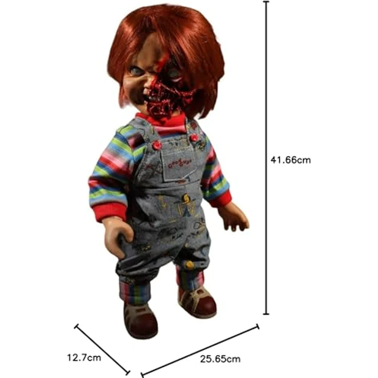 Mezco Child's Play 3: Chucky Talking Doll Pizza Face Version, 38 cm große Sammelfigur mit 7 gruseligen Sprüchen und authentischem Outfit – Bild 3