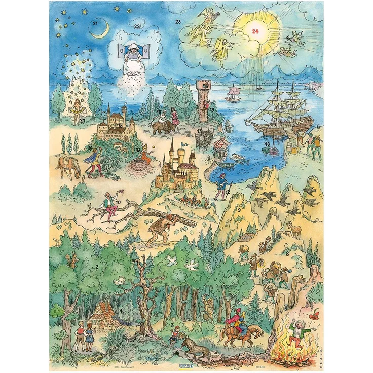 Korsch Adventskalender 'Märchenreise', Bild-Adventskalender mit Verwandeltürchen im Großformat, beidseitig mit Glimmer veredelt, FSC-zertifiziert – Bild 1