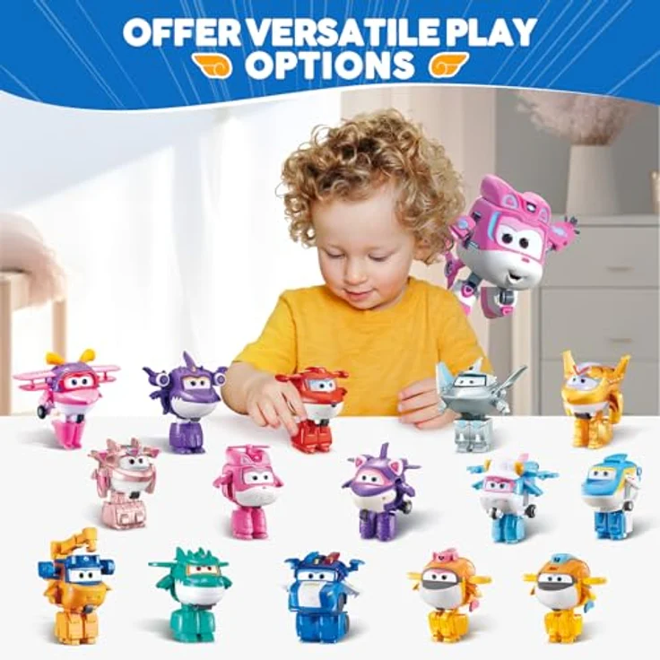 Super Wings Super Wing Transformer Spielzeug Dizzy, 2 in 1 Action Figur, 5 cm großes Flugzeug-Roboter-Spielzeug für Jungen und Mädchen ab 3 Jahren, rosa – Bild 5