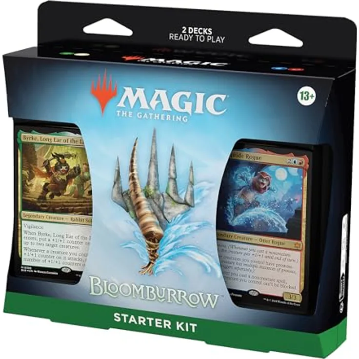 Wizards of the Coast Magic: The Gathering Bloomburrow Starter Kit, 2 spielbare Decks mit 60 Karten, inkl. 2 seltene Foilkarten, 8 seltene Nicht-Foilkarten, 4 doppelseitige Spielsteinkarten und 2 MTG Arena Codekarten