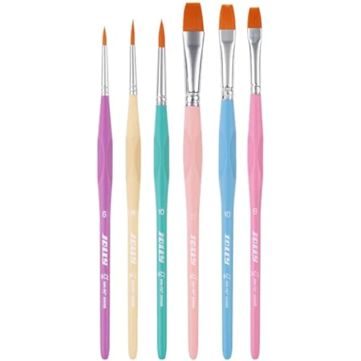 Jolly Dreikantpinsel Set Candy Colours, 6 Malpinsel mit Toray Haar, ergonomischer Dreikant Griff, Pastellfarben, für Deckfarben und Tempera – Bild 4