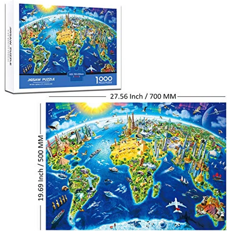 AveJoys Puzzle 1000 Teile Erwachsene Welt-Wahrzeichen, 70 x 50 cm, hochwertiges recycelbares Material, pädagogisches Spielzeug für Erwachsene und Kinder ab 8 Jahren – Bild 4