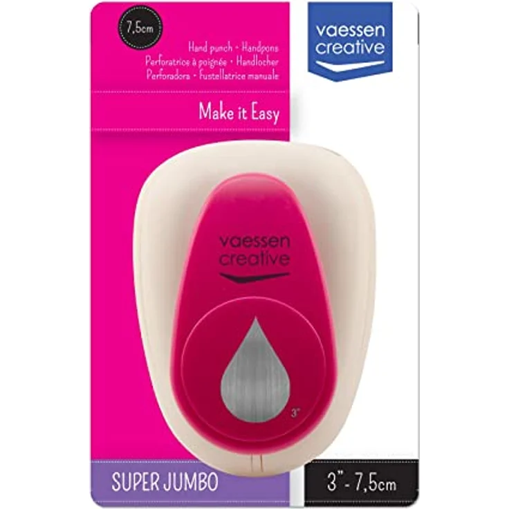 Vaessen Creative Motivstanzer Tropfen, 7.6 x 5 cm, für Bastelpapier, Tonpapier und Scrapbookpapier, weiß/rosa – Bild 4