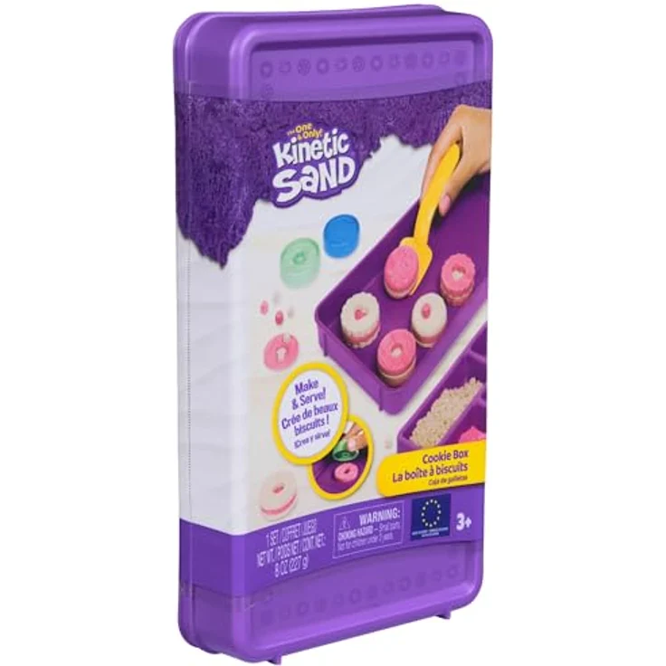 Spin Master Kinetic Sand - Cookie Box, Bastelsand mit doppelseitigen Förmchen und pinkfarbener Dekoration – Bild 7