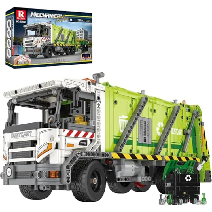 Reobrix 22022 Technic Müllwagen Baustein Spielzeugset mit RC Steuerung und interaktiven Funktionen für Jungen ab 14 Jahren, kreatives Geburtstagsgeschenk – Bild 1