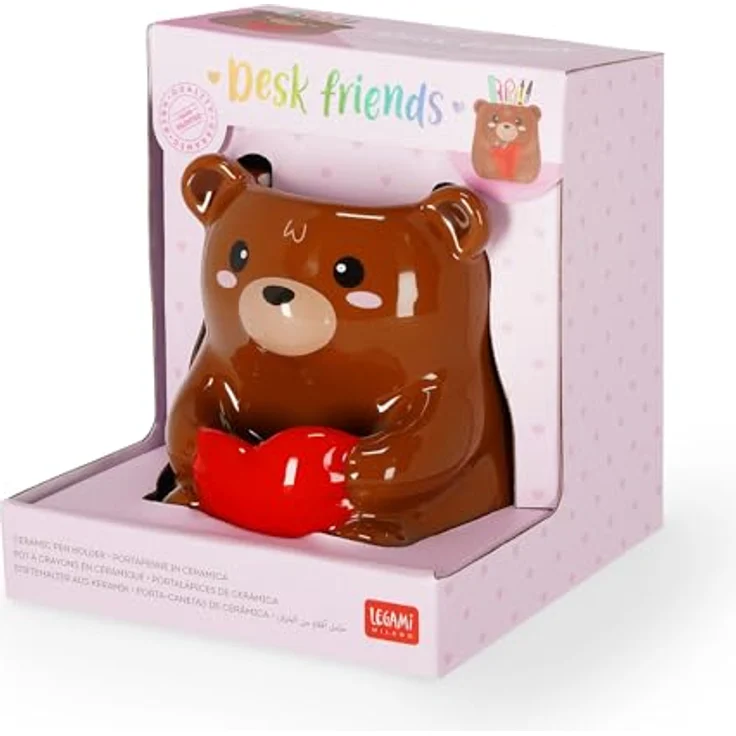 Legami Desk Friends Stifthalter aus handbemalter Keramik, Teddy Bear Motiv, Schreibtisch-Organizer, Geschenkidee, 12,5 cm x 15 cm x 12 cm – Bild 5