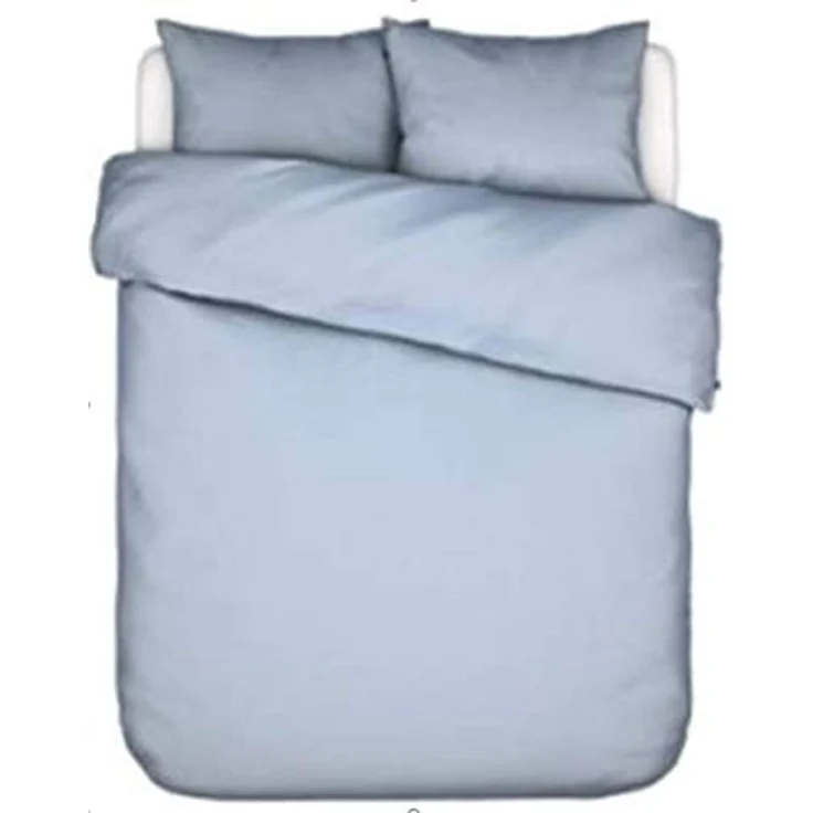 ESSENZA Bettwäsche Minte Eisblau, 135x200 + 1x 80x80 cm, 100% Baumwollsatin, Uni - Hochwertige weiche Bettwäsche mit elegantem 'washed look'