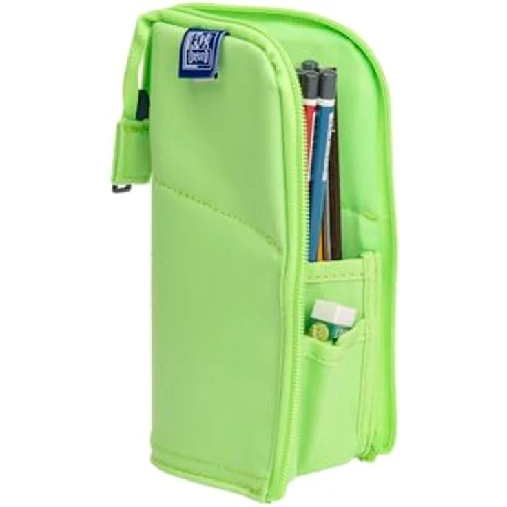 Oxford Federmäppchen Stand-Up Stiftehalter mit Reißverschluss, Stifte-Tasche, recyceltes Polyester, hellgrün – Bild 4