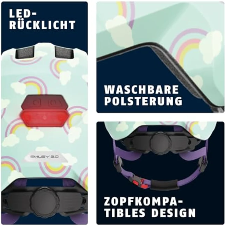 Abus Smiley 3. 0 LED Helm Blue Rainbow – Bild 3