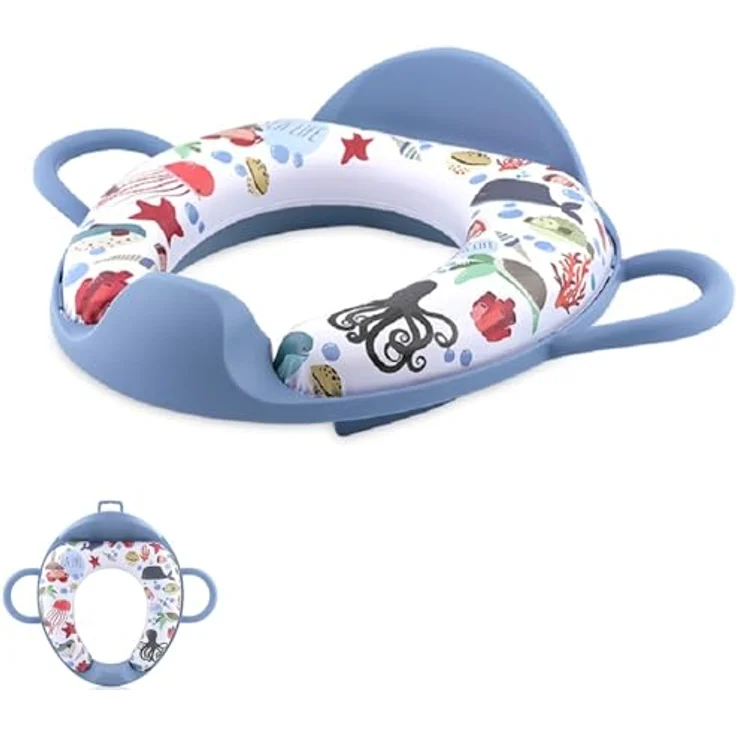 Lorelli Toilettensitz Rückenlehne Handgriff gepolstert, Spritzschutz, Kunststoff, Farbe:dunkelblau – Bild 2