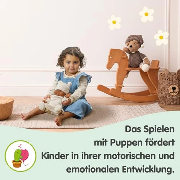 Heless Puppenstrickset, 2-teiliges Set aus 100 % Bio-Baumwolle, beige – Bild 6