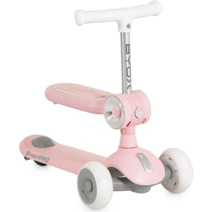 Byox Kinderroller StreetPro 2in1, Laufrad mit PU-Rollen, Musik- und Lichteffekten, höhenverstellbar, rosa – Bild 2