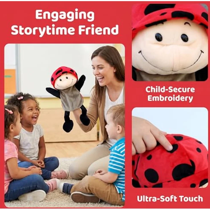 LOMTRATS Tier-Handpuppen Set für Kinder, inkl. Wolf, Tiger, Löwe, Affe mit Beinen, 30 cm, aus PP-Baumwollstoff, ideal für Geschichtenerzählen und Vorschule – Bild 3