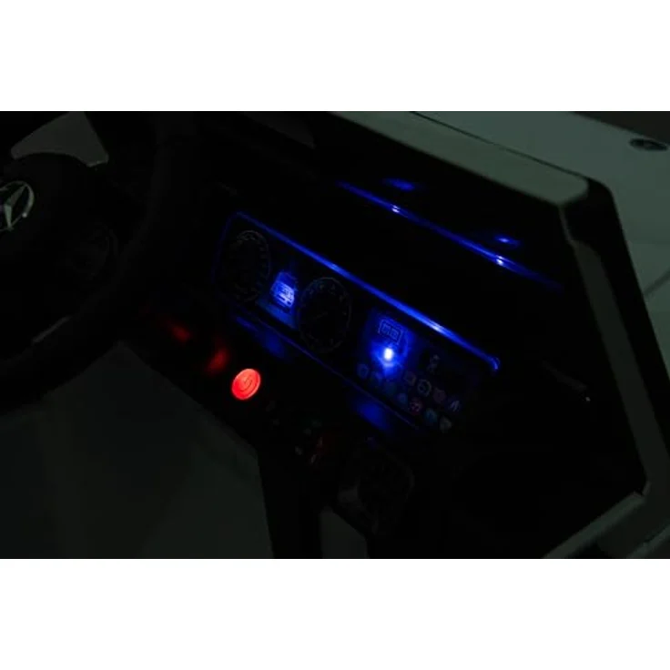 FINOOS Mercedes G63 AMG XL Elektroauto für Kinder, 24V, 4x4 elektrisches Kinder Elektroauto mit Fernbedienung, Ledersitz, Gummi-Reifen (Eva), 2 + 1 Geschwindigkeitsstufen, Hupe, LED, Musik (Weiß) – Bild 5