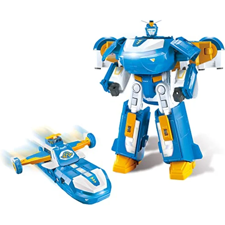 Super Wings 3-in-1 World Aircraft Transforming Robot mit Licht- und Soundeffekten, mit einem 2'' Transform-a-Bot Jett, Transformer-Spielzeug für Jungen und Mädchen ab 3+ Jahren – Bild 2