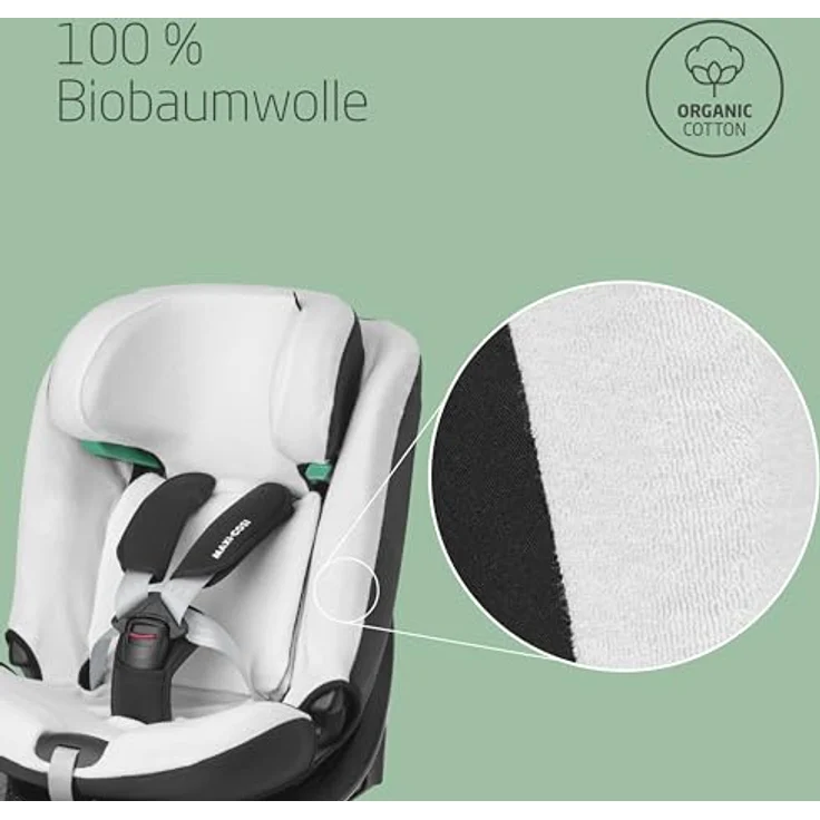 Maxi-Cosi Autositzbezug Emerald 360 S, Bio-Baumwolle, waschmaschinenfest, atmungsaktiv und feuchtigkeitsabsorbierend, Natural White – Bild 5