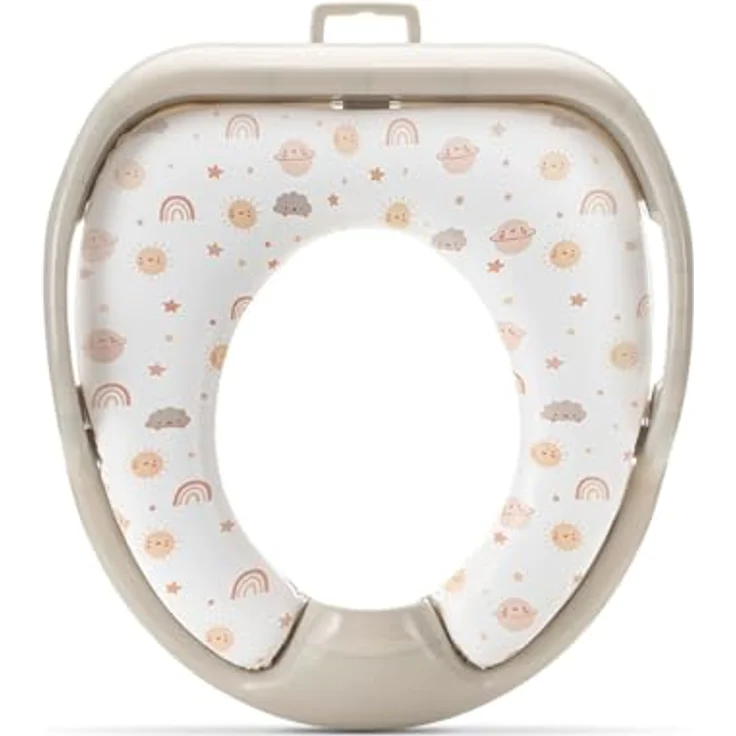Lorelli Toilettensitz weich mit Handgriffen, gepolstertem Kissen und Spritzschutz, beige – Bild 3