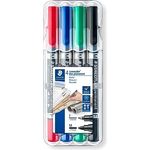 Staedtler Lumocolor duo 348 WP4 permanent marker, 4 Stück in aufstellbarer Staedtler-Box , Schwarz, Blau, Grün, Rot, 1 Packung - Preisvergleich