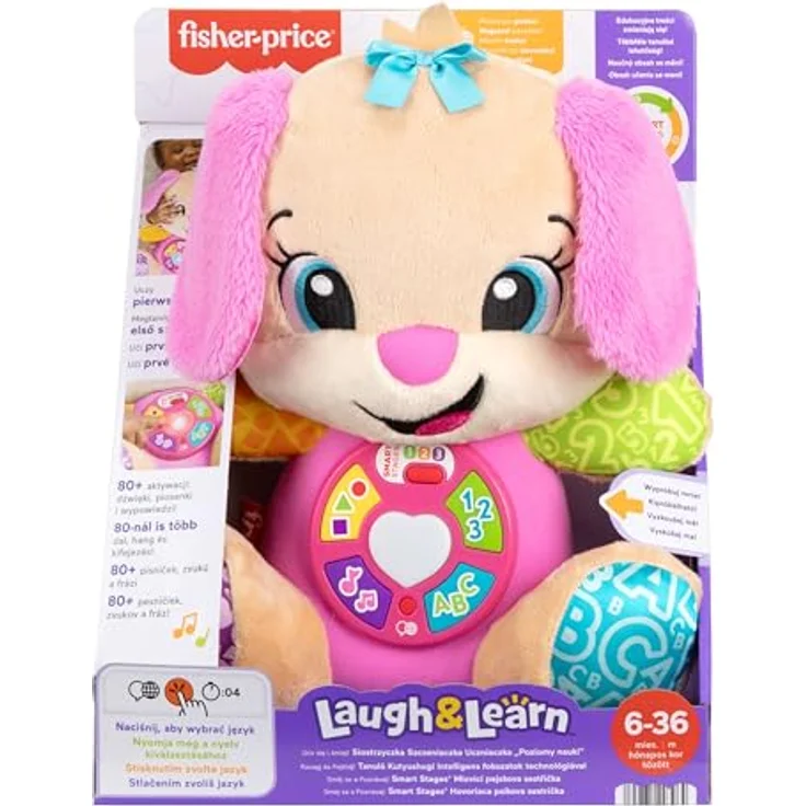 Mattel Fisher-Price Siostrzyczka Szczeniaczka JFD36, interaktives Lernspielzeug mit 80+ Aktivierungen, leuchtendem Herz, mehrsprachig (Englisch, Polnisch, Tschechisch, Slowakisch, Ungarisch) – Bild 6