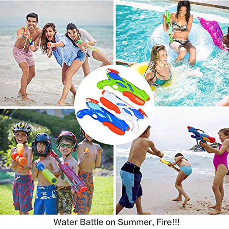 MOZOOSON Wasserpistole Wasserspielzeug 3er Set, leistungsstarke Spritzpistolen mit 300ml Kapazität und bis zu 12 Meter Reichweite für Kinder – Bild 5
