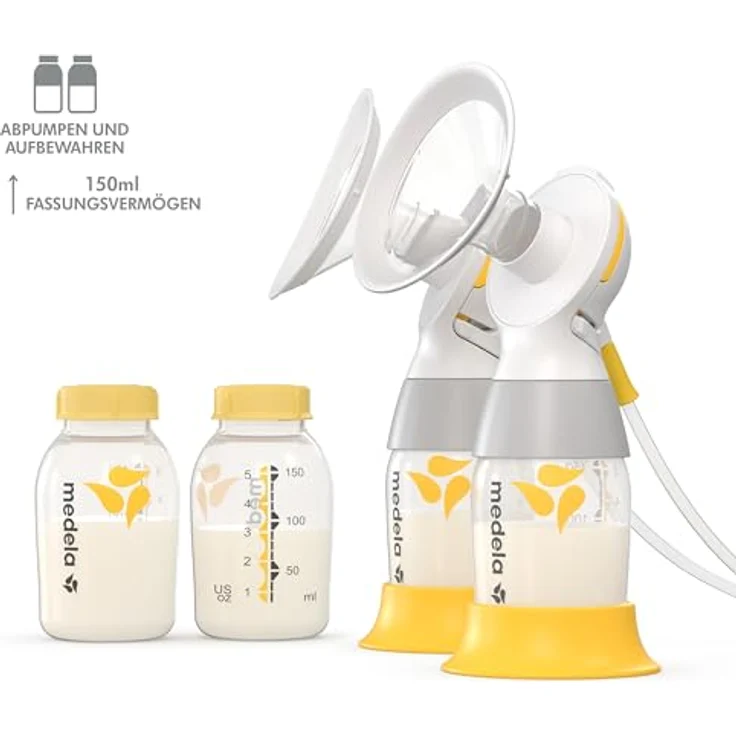 Medela Classic PersonalFit Flex Doppelpumpset, kompatibel mit Freestyle und Swing Maxi, 2 Brusthauben 21 mm und 2 Brusthauben 24 mm, 150-ml-Flaschen mit Deckeln – Bild 3