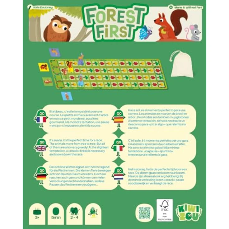 Blackrock Spiele Forest First - Brettspiel für Kinder ab 3 Jahren - Waldrennen für 2 bis 4 Spieler - Schnelles Spiel mit einfachen Regeln - Kiwizou – Bild 4