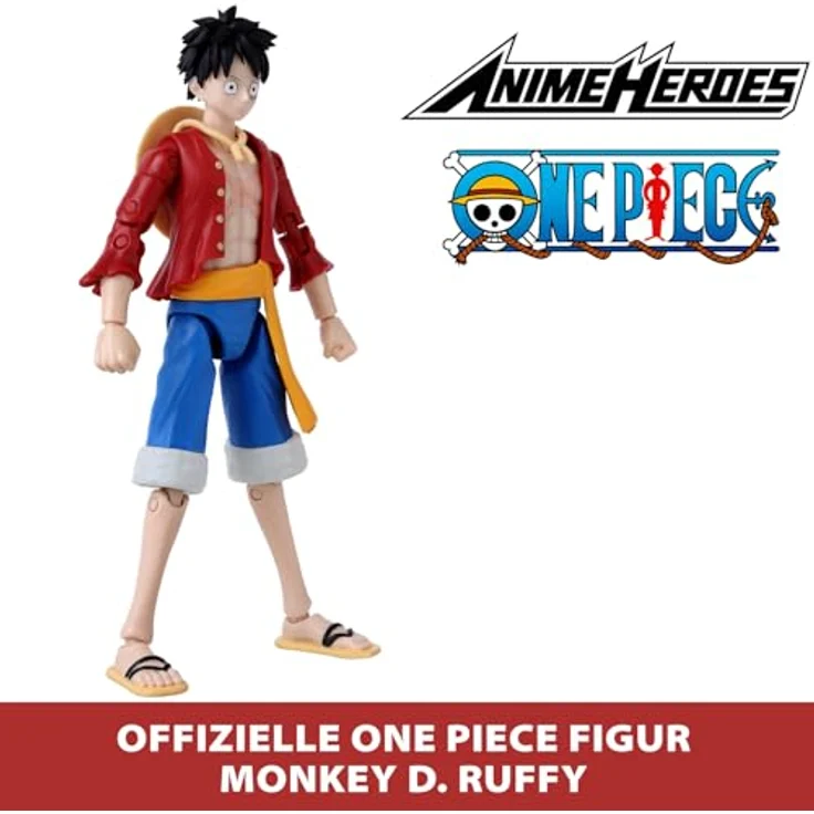 BANDAI Anime Heroes One Piece Figur 17 cm Monkey D. Ruffy - Bewegliche Manga Figur mit 16 Gelenkpunkten - Offizielle Lizenz – Bild 2