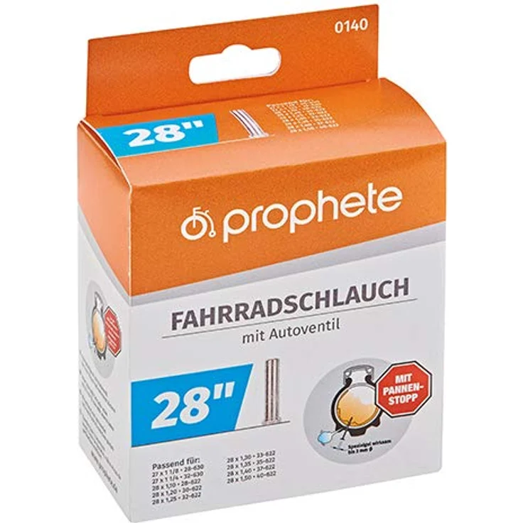 Prophete Fahrradgruppenschlauch 28/27 Autoventil mit Pannenstopp, schwarz, 140, Länge:150mm Breite:110mm Höhe:55mm – Bild 4