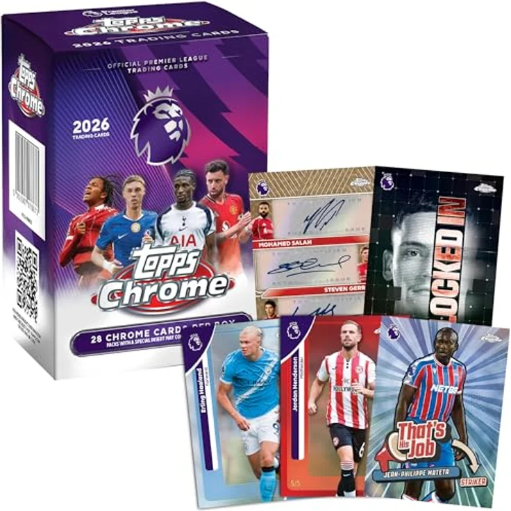 Topps 2026 Premier League Chrome Value Box, Sammelkarten mit glänzendem Chrome-Finish und beliebten Spielern – Bild 2