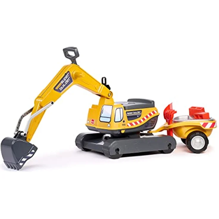 Falk 140A Bagger, Spielzeugauto mit drehbarer Kabine und tollem Zubehör, rot – Bild 1