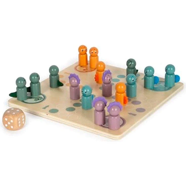 Small Foot Ludo „Dino“, Gesellschaftsspiel aus FSC® 100%-zertifiziertem Holz, Brettspiel für Kinder ab 4 Jahren – Bild 1