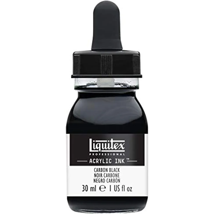 Liquitex Ink Professional, flüssige Acrylfarbe Karbonschwarz, 30ml, hochpigmentierte Airbrush-Tusche, wasserfest und lichtecht – Bild 1