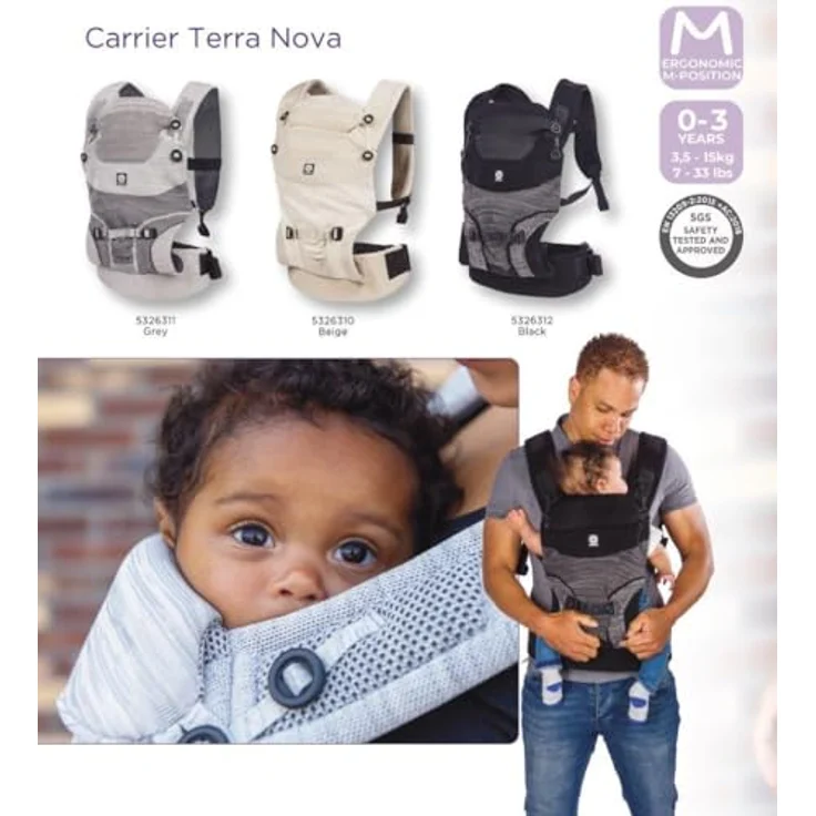 Dooky Terra Nova Stretch-Strick-Babytrage, ergonomisch verstellbar, für 0-3 Jahre, beige – Bild 8