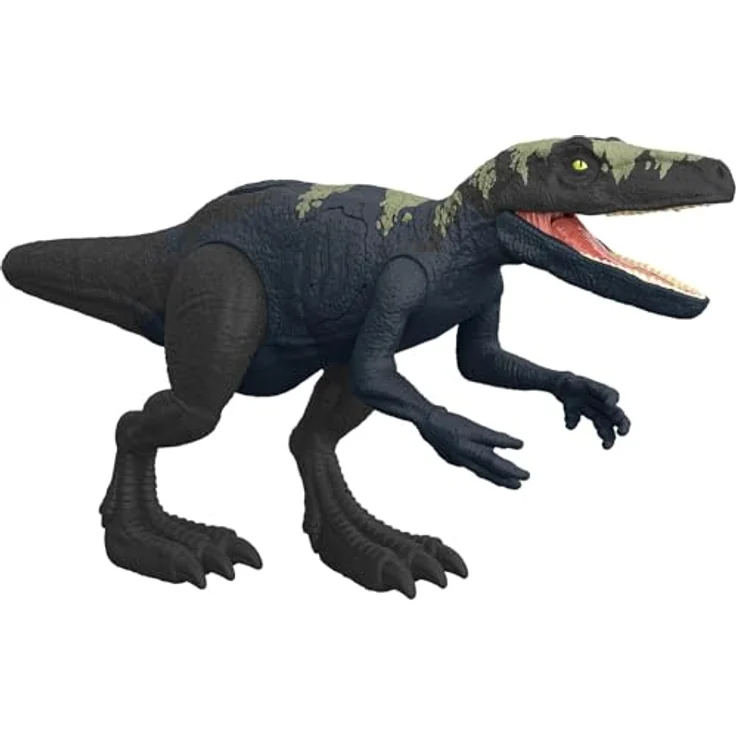 Jurassic World Big Epic Attack Herrerasaurus HTP66, Interaktive Dinosaurierfigur mit Lichtern und Geräuschen, Blau, One Size – Bild 3