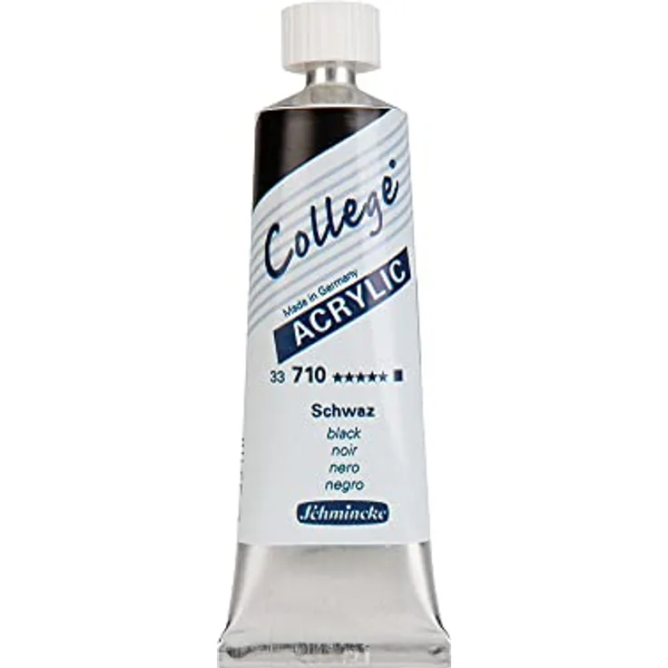 Schmincke College Acrylic, Schwarz 35 ml, Acrylfarbe mit Künstler-Pigmenten, deckend, lichtecht, seidenmatt