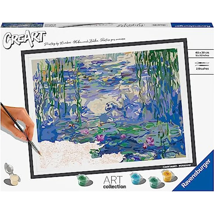Ravensburger CreArt - Malen nach Zahlen 23651 ART Collection: Waterlilies (Monet) ab 14 Jahren
