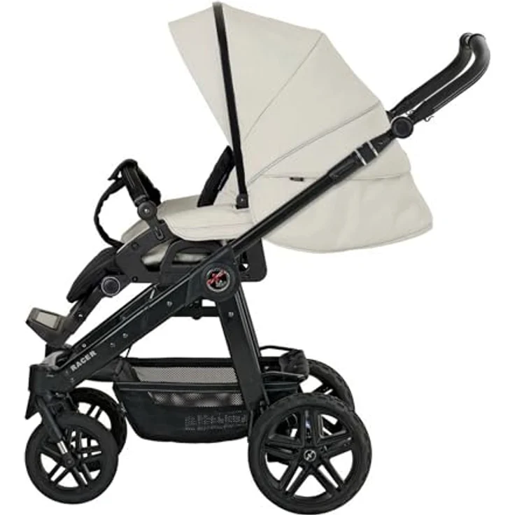 Hartan Kinderwagenset Racer GTS, Kombikinderwagen in Greige, 3-teilig, EN 1888, UV 50+, Faltgestell mit Federung und kugelgelagerten Rädern – Bild 5