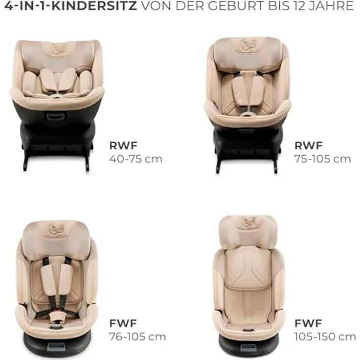 KinderKraft Xpedition 3, Reboarder nach ECE R129/i-Size Norm, bis 105 cm, 360° Drehfunktion, verbesserter Seitenschutz SPS+, schaumstoffgepolstert – Bild 4