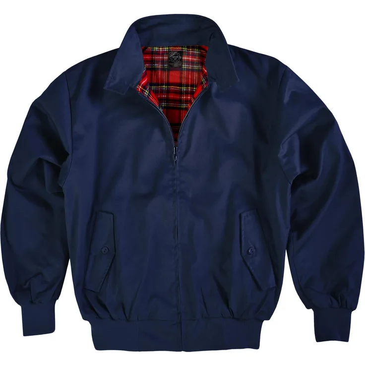normani Blouson Herren Harrington Jacke Retro Blouson English Style mit kariertem Innenfutter Karofutter, marine