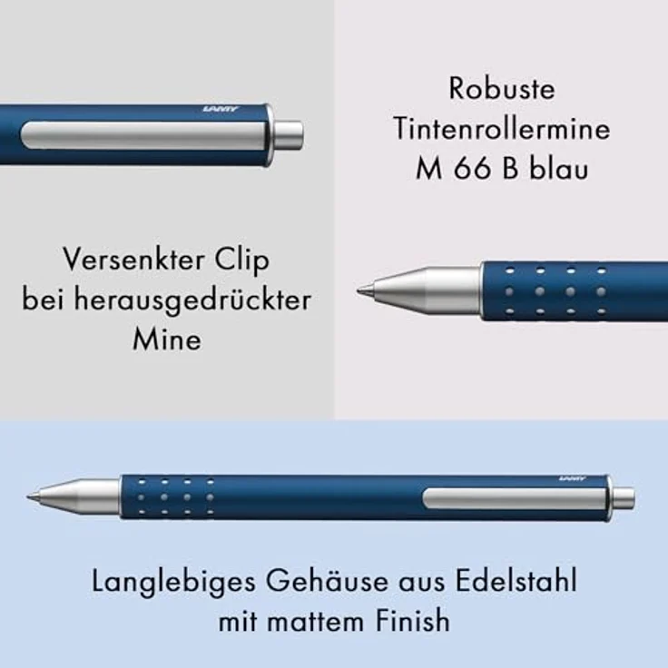 Lamy Swift, kappenloser Tintenroller mit versenkbarem Clip, blau – Bild 3