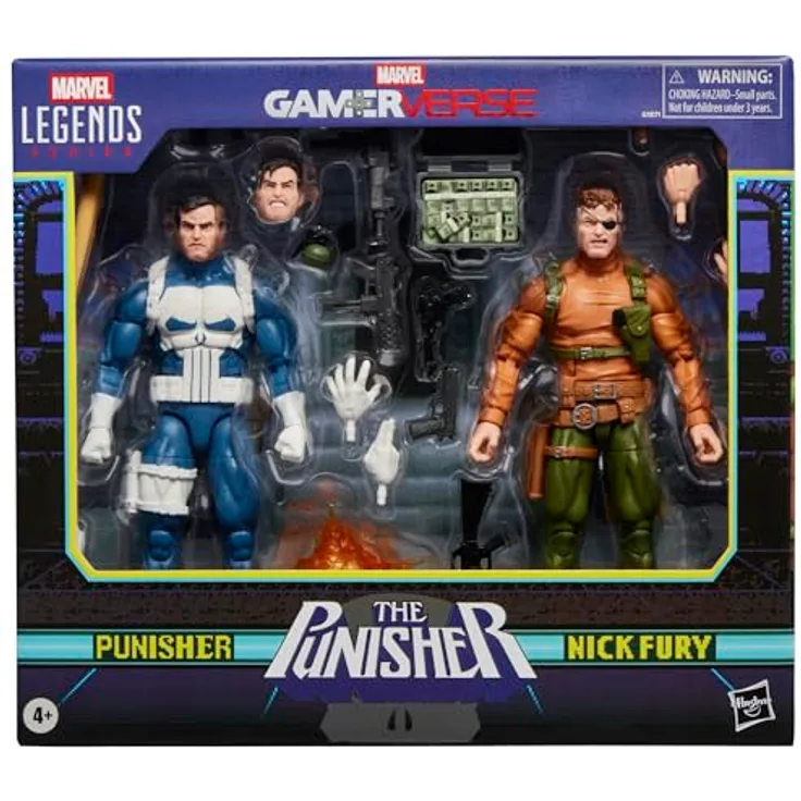 Marvel Legends Series Gamerverse Punisher und Nick Fury Action-Figuren, 15 cm, mit 20 Accessoires und beweglichen Punkten