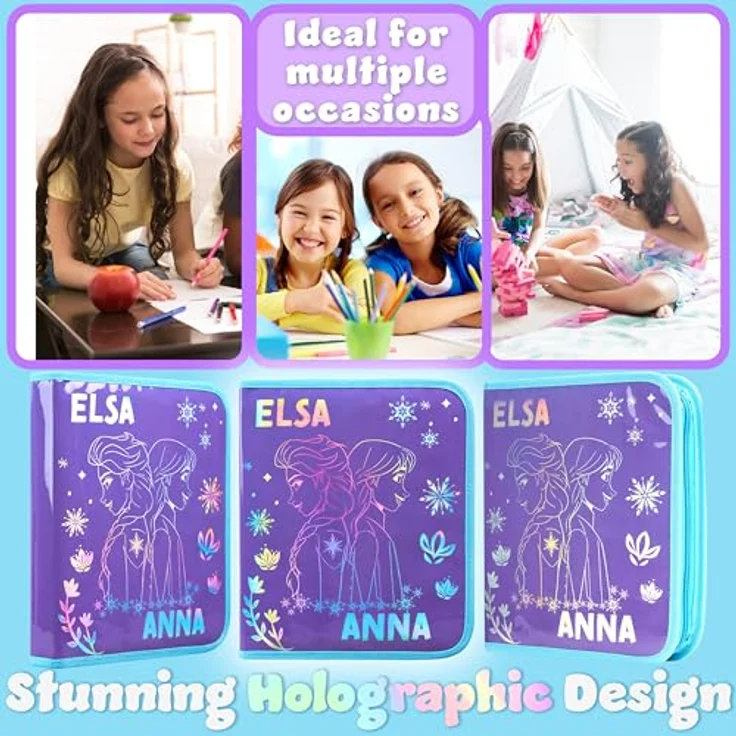 Disney Stitch Federmäppchen, gefüllt mit Schulsachen, lila Frozen Design, ideal für Schule und Freizeit – Bild 3