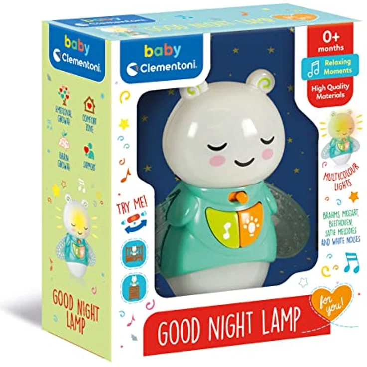 Clementoni Gute Nacht Lampe, Süßes Glühwürmchen mit Licht und Musik, 20 x 22 x 8 cm, für Babys geeignet – Bild 2