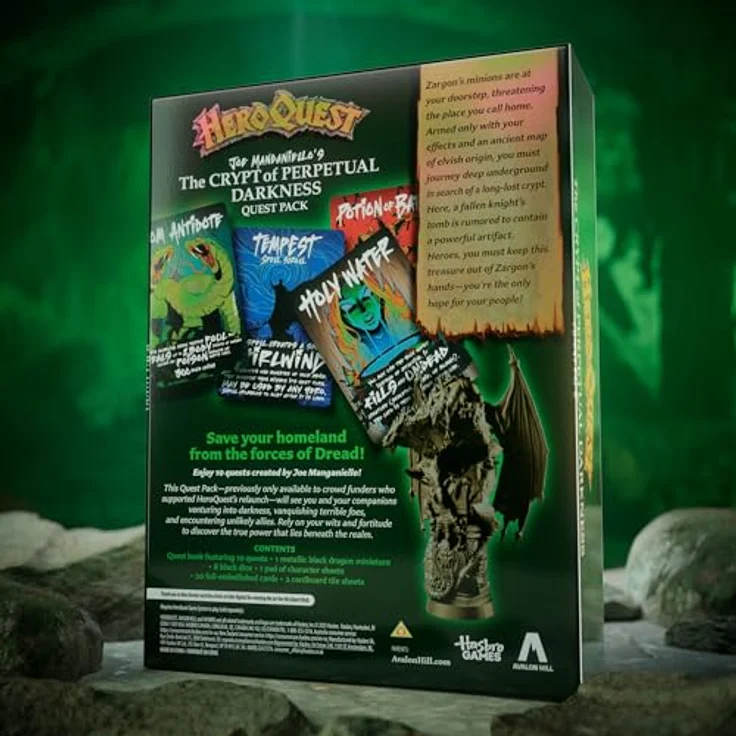 Hasbro Gaming Avalon Hill HeroQuest Joe Manganiello's The Crypt of Perpetual Darkness, Premium Erweiterung mit 10 Quests und holografischen Karten, für 2-5 Spieler, ab 14 Jahren – Bild 2