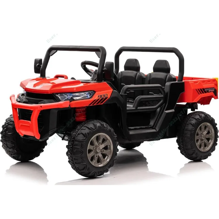 KOMFOTTEU Kinder Elektroauto, 2-Sitzer mit Kippbett, Fernbedienung, Musik, Scheinwerfer & Hupe, 12V, Rot