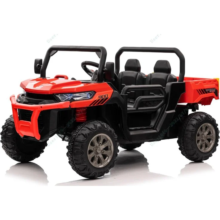 KOMFOTTEU Kinder Elektroauto, 2-Sitzer mit Kippbett, Fernbedienung, Musik, Scheinwerfer & Hupe, 12V, Rot