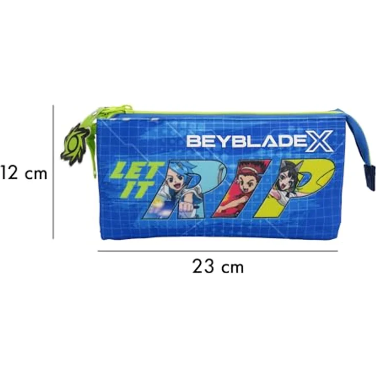 Beyblade Dreifach Federmäppchen mit Reißverschluss, 3 Fächer zur Schreibwarenorganisation – Bild 5